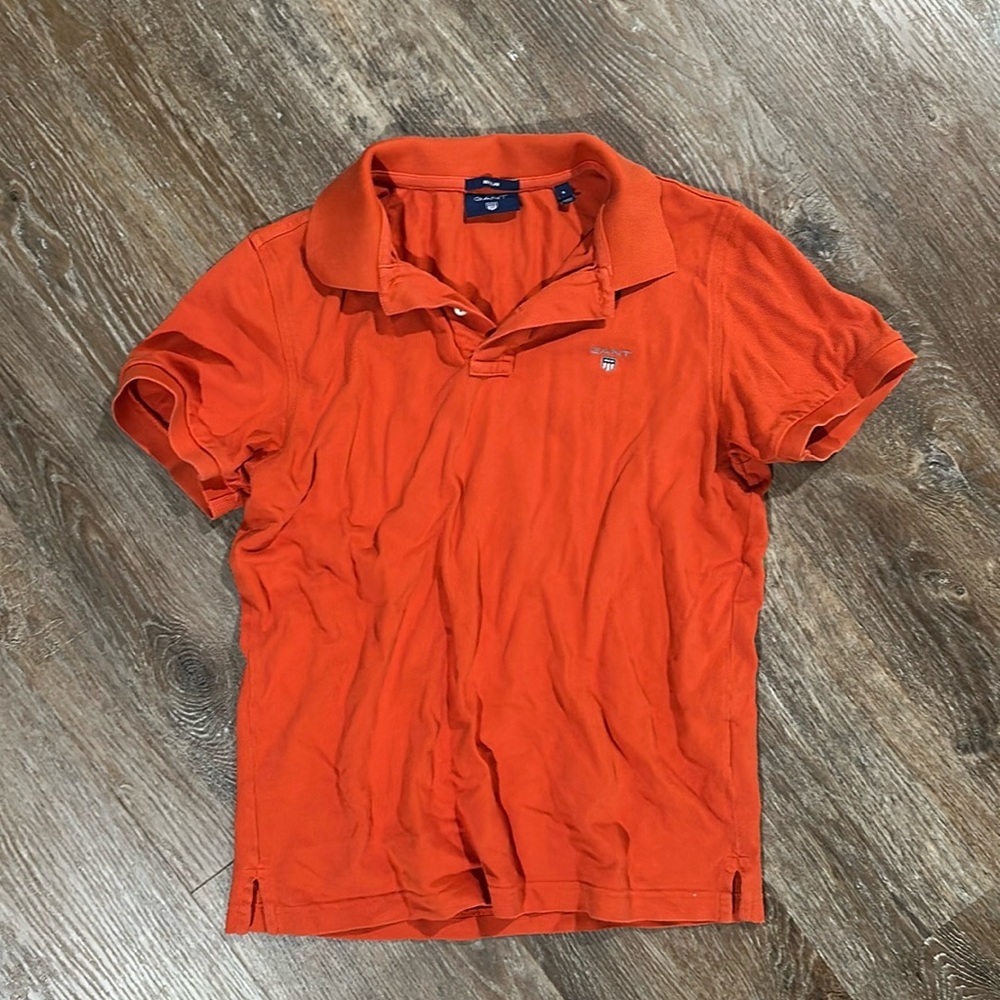 Gant Embroidered Shield Logo Piqué Polo Orange S Men Regular Fit